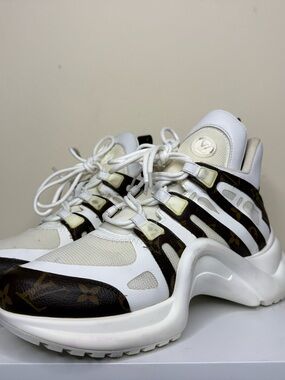 Louis Vuitton White & Brown Monogram Archlight-Style Women’s Sneakers